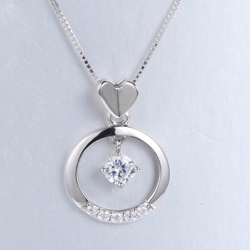 Fashion accessories pendant ladies heart-shaped circle ring with diamond pendants long necklace girls jewelry
