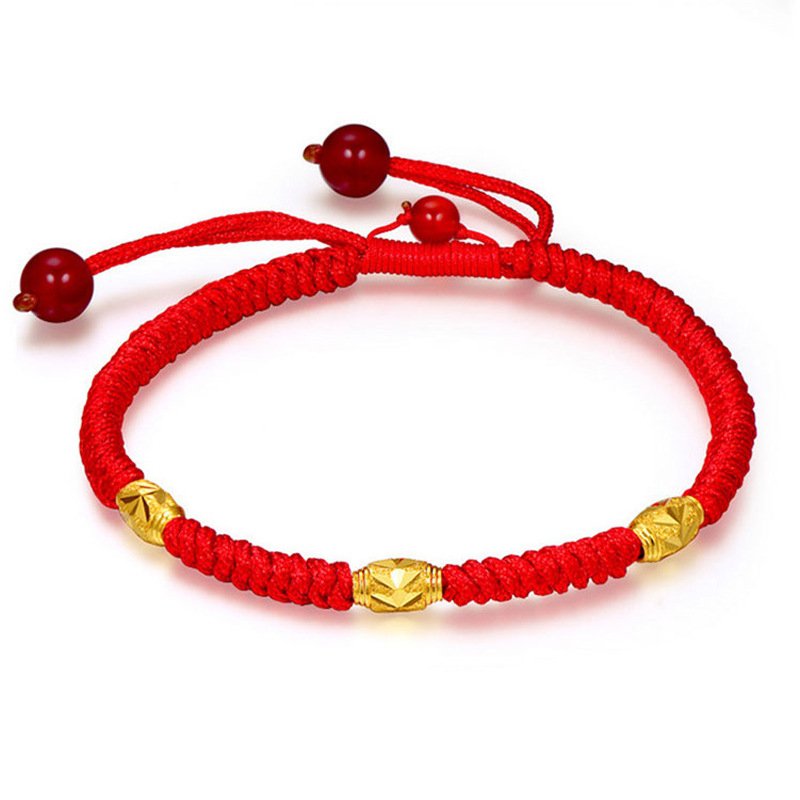 Women's gold bracelet gold bead Passepartout red string men and women couple accessories gold bead bracelet