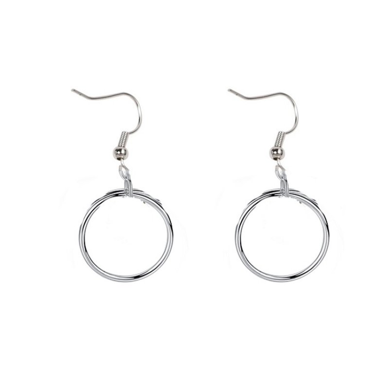 Japanese Harajuku hollow round earrings geometric heart-shaped cold and sweet silver love earrings triangle earrings