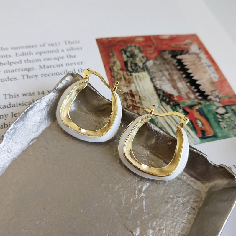 925 sterling silver female Moroccan style-white coconut gold earrings earrings temperament net red earrings
