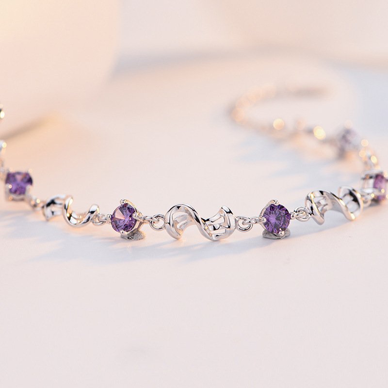 Silver simple personality amethyst bracelet Sen series gift for girlfriends and jewelry for girlfriend