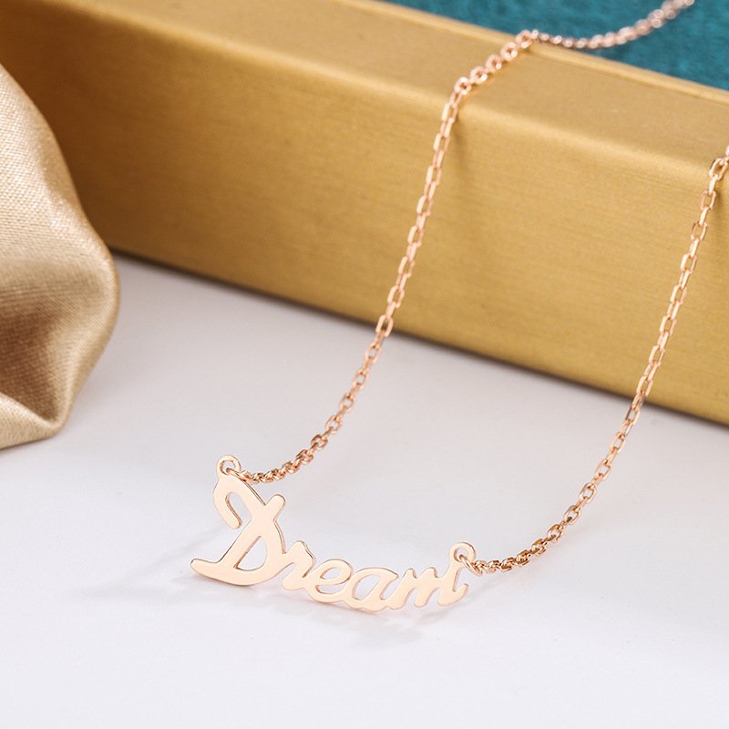S999 Sterling Silver English Letter Necklace Female Dream Letter Pendant Female Wild Clavicle Necklace