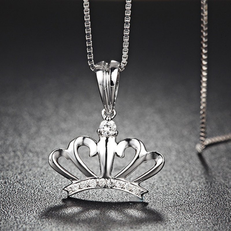 Silver Necklace Female Crown Pendant Fashion Jewelry 925 Jewelry Gift