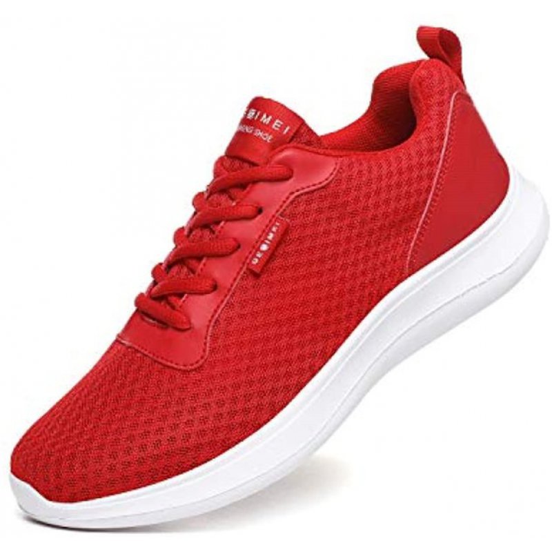 Men's Breathable Mesh Tennis Shoes Comfortable Gym Sneakers Lightweight Athletic Running Shoes Red