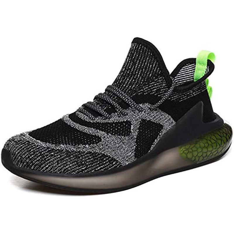 Men's Sport Gym Running Shoes Walking Shoes Casual Lace Up Lightweight Black-Green