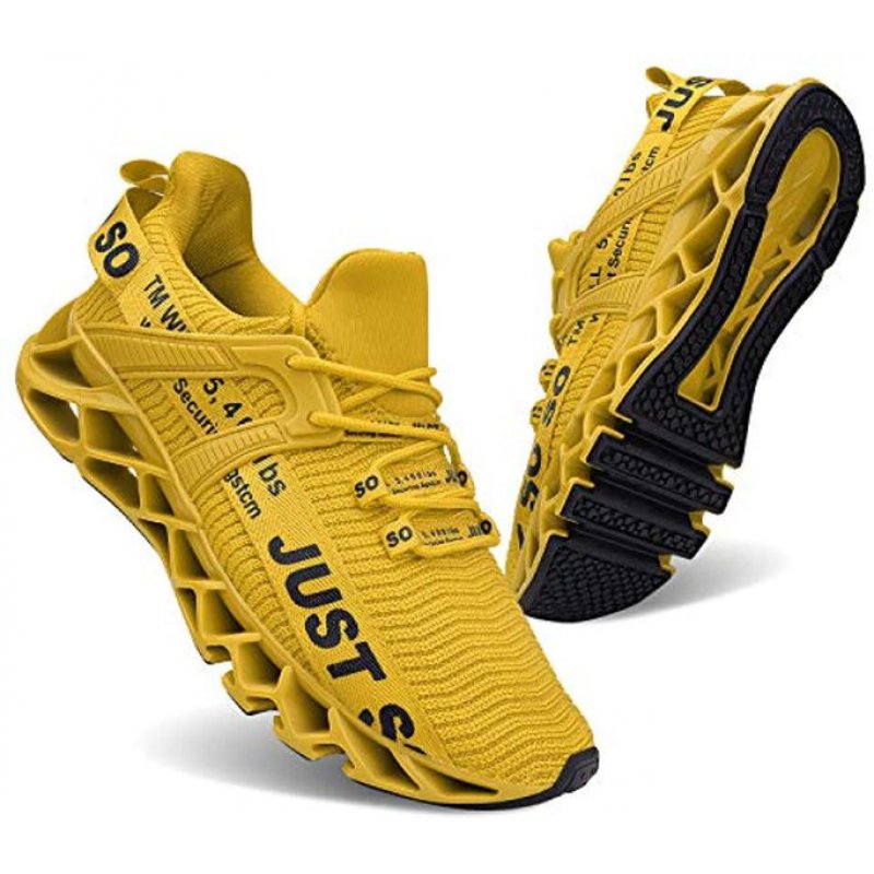 Mens Athletic Walking Blade Running Tennis Shoes Fashion Sneakers Yellow