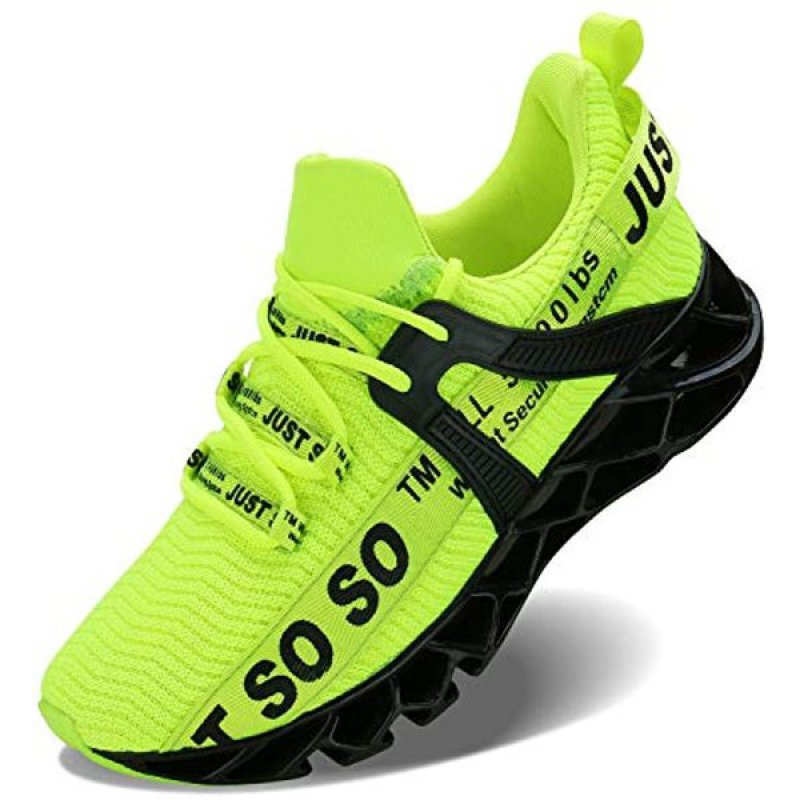 Mens Runing Shoes Walking Non Slip Blade Type Sneakers 1black Green