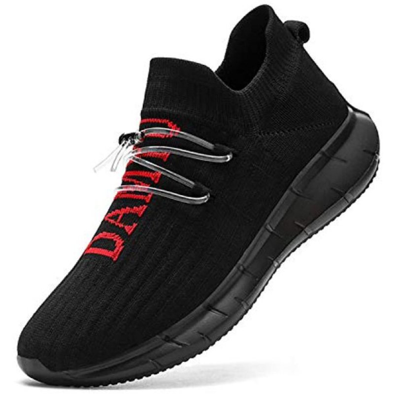 Mens Trail Running Tennis Work Casual Shoes Walking Slip on Athletic Slip Resistance Gym Sneakers Wide Fashion Jogging Breathable Sport Shoes for Men Black