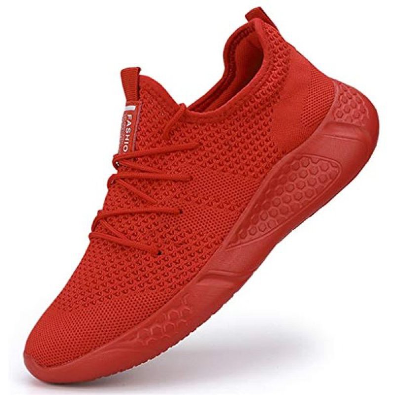 Men's Sport Gym Running Shoes Walking Shoes Casual Lace Up Lightweight Red