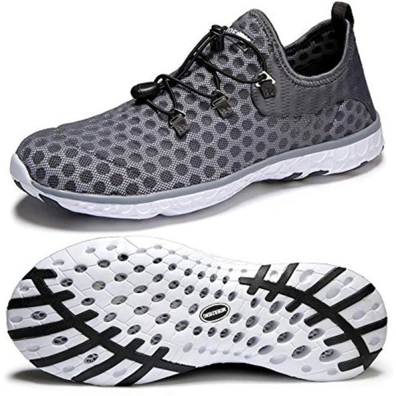Men's Quick Drying Water Shoes Lightweight Aqua Shoes for Sports Outdoor Beach Pool Exercise 123dark Grey