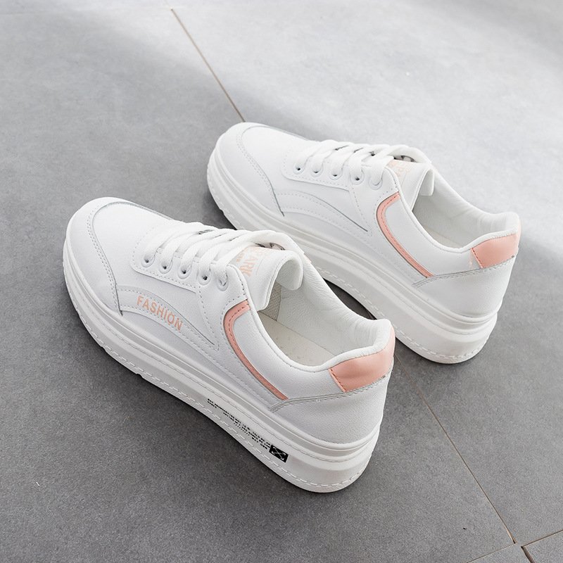 2023 spring new breathable white shoes female basic student running board shoes thick bottom increased women's shoes leisure