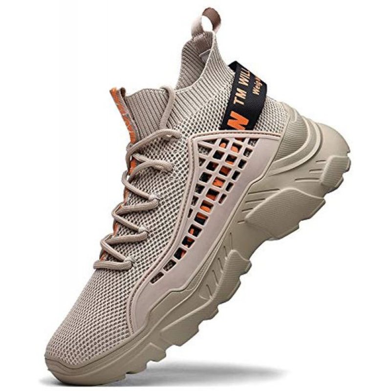 Mens Athletic Running Walking Shoes Non Slip Fashion Sneakers Beige